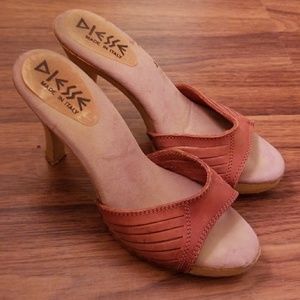 Cognac italian leather high heels size 6